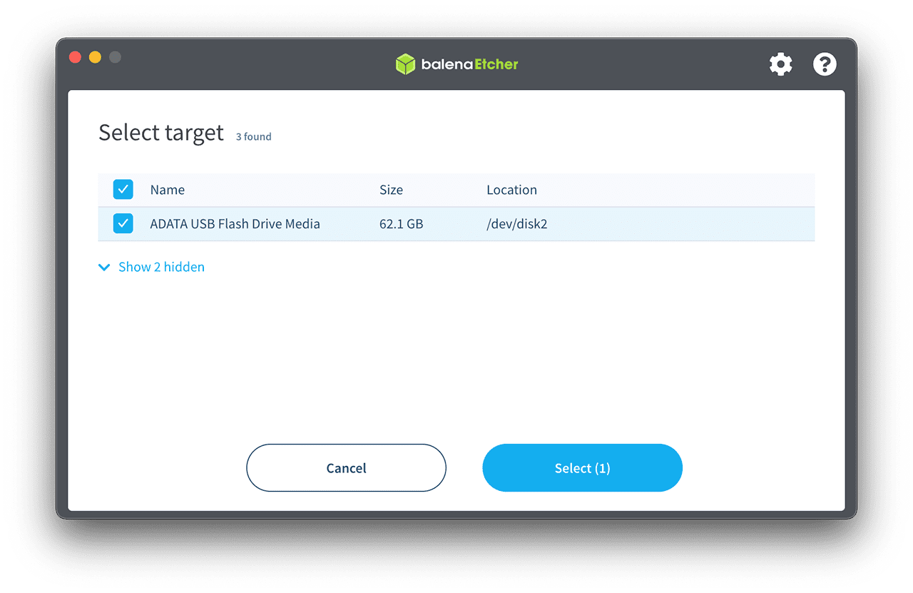 攻城濕不說的秘密 - Etcher 選擇USB