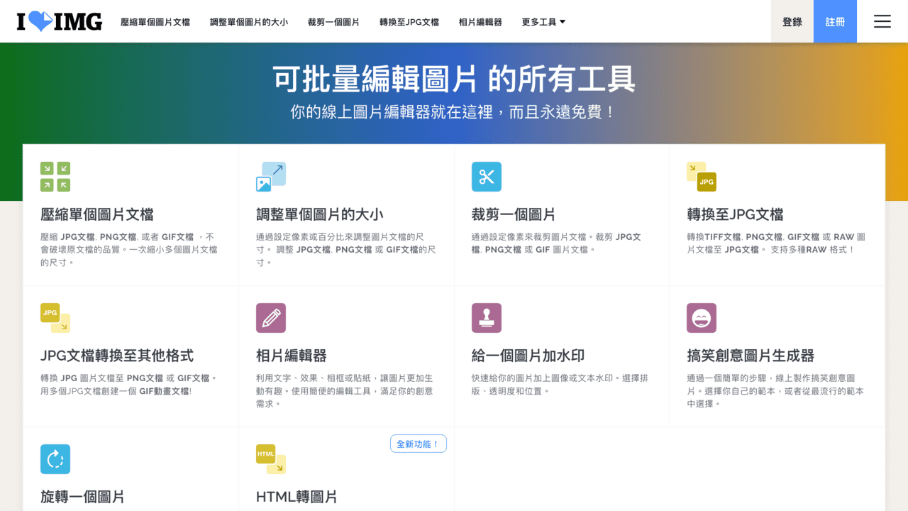 攻城濕不說的秘密 - iLoveIMG 官網截圖