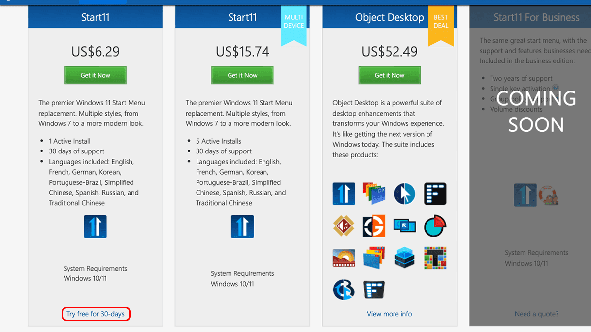 攻城濕不說的秘密 - Start10/Start11 試用版下載位置