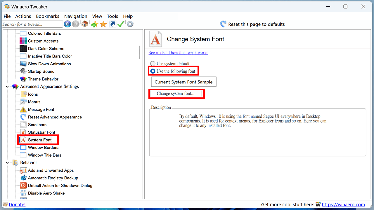 攻城濕不說的秘密 - Winaero Tweaker 字體設定教學
